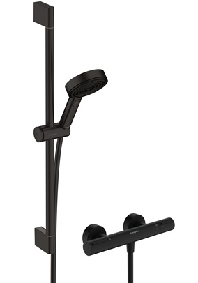 Hansgrohe Brausesystem Pulsify Select S 105 3 jet Eco Relaxation Ecostat Element Brausestange 650mm schwarzmatt 24272670