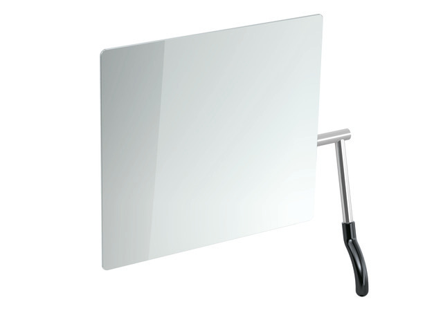 HEWI Kippspiegel Serie 802 LifeSystem, Kristallspiegel, mit ergonomisch Griff, Hebel rechts, tiefschwarz 802.01.100R 90