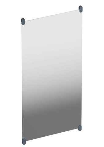 HEWI Wandspiegel mit Haltern Serie 801, Spiegel Kristallglas, Spiegelhalter matt, rechteckig, anthrazitgrau 801.01B300 92
