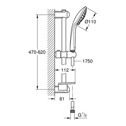 Grohe Euphoria Massage 600mm Brausegarnitur Brausestange 600mm 27243001