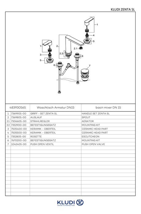 Kludi ZENTA SL Waschtischarmatur Dreilochmontage, mit Ablaufgarnitur chrom 483930565