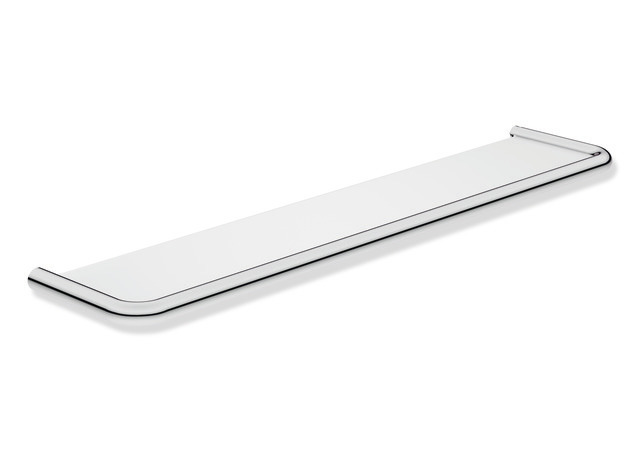 HEWI Ablage, Edelstahlrundrohr, verchromt, Ablagefläche Glas matt sandgestrahlt, Achsmaß 600mm 480.03.00040
