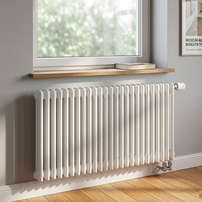Arbonia Ventil-Röhrenradiator Standard 6-Säuler H: 75 L: 135cm, Modell 6075, weiß, 30 Glieder