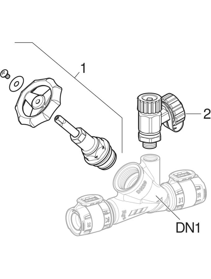 Geberit FlowFit Schrägsitz-Absperrventil d50 RG+ 619.835.00.1