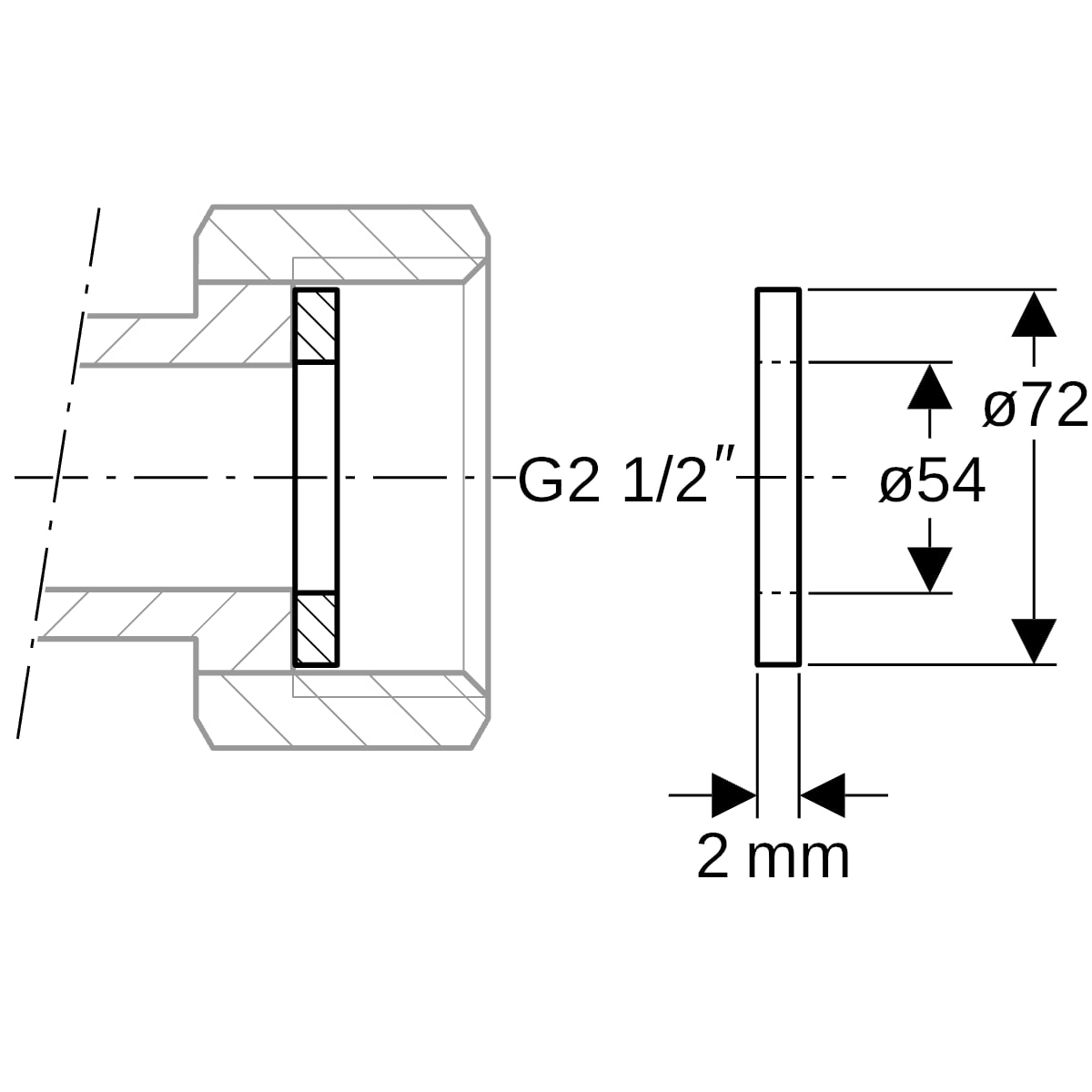 Geberit Mapress Flachdichtung Faserverbundwerkstoff d72.0xdi54.0x2 600.091.00.1