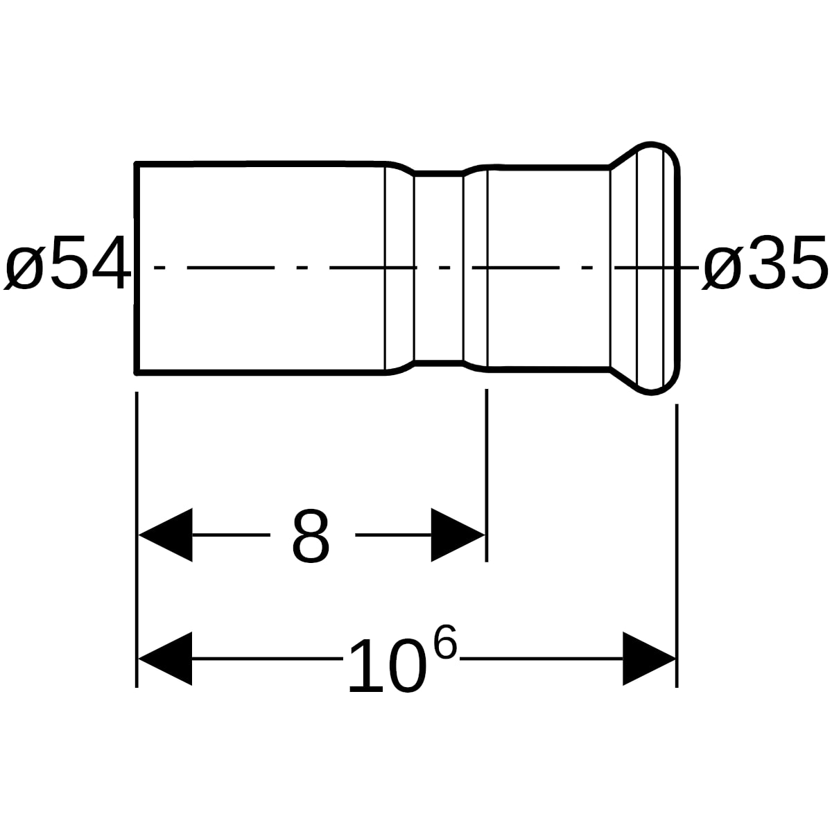 Geberit Mapress C-Stahl Reduktion mit Einschubende d54-35 verzinkt 22323