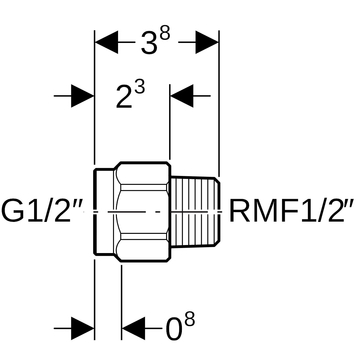 Geberit Übergang mit IG und AG MF Rotguss G1/2-MF1/2 632.006.00.1