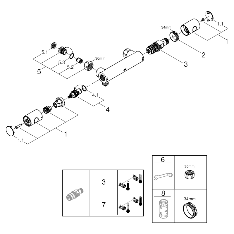 Grohe Grohtherm 800 C Thermostat-Brausebatterie chrom ohne Anschlüsse 34767000