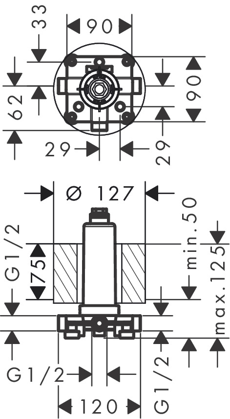 Hansgrohe Kopfbrause 460 Grundset Axor ShowerSolutions 26434180