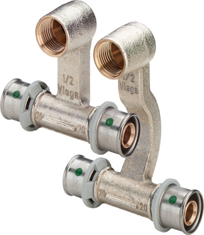 Viega Sanfix P Sockelleisten-Heizkörperanschlussstück mit SC-Contur 2173 in 20mm x G1/2 x 20mm 409340