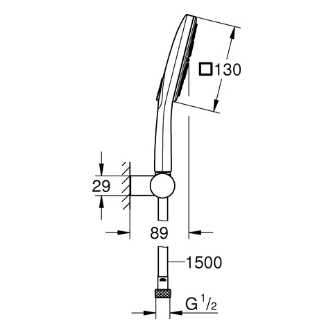 Grohe Wandhalterset RSH 130 SmartActive Cube Wandhalter verstellbar 9,5l chrom 26588000