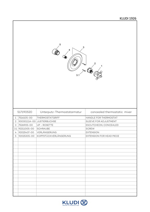Kludi 1926 UP-Thermostatarmatur UP-Feinbau-Set chrom 517190520