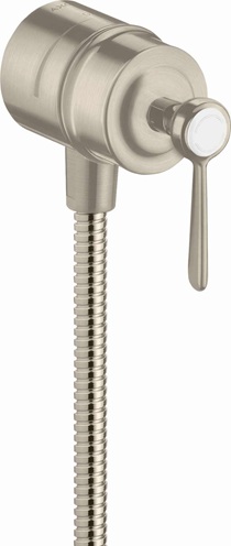 Hansgrohe Wandanschluss Stop AXOR Montreux mit Rückflussverhinderer, Absperrventil und Hebelgriff, Brushed Nickel 16883820