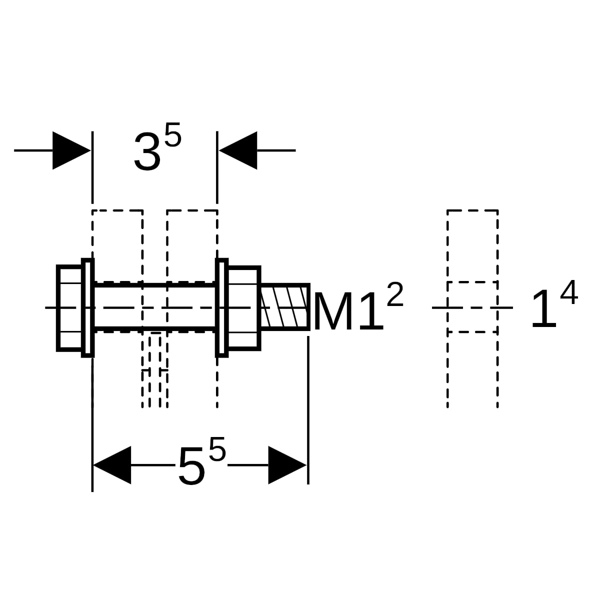 Geberit Schraubenset für Flanschverbindung aus CrNi-Stahl M12x55mm 91167