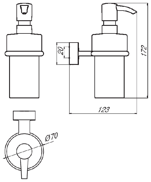 Emco Seifenspender Rondo2 Kunststoffbehälter 245ml, Kunststoffpumpe, chrom 452100102