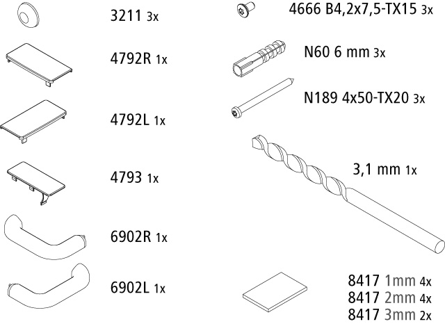 Kermi Set Montagekleinteile für LI TWP 2535997