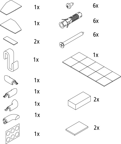 Kermi Set Montagekleinteile für Seitenwand verkürzt neben Badewanne (FX UVD) 2535037