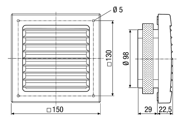 Maico Außengitter SG 100 B zur Be- und Entlüftung, DN100, braun 0059.0958