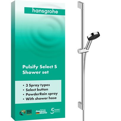 Hansgrohe Brauseset Pulsify Select S 105 3 jet Relaxation mit Brausestange 900mm chrom 24170000