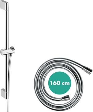 Hansgrohe Brausestange Unica/Pulsify 650mm mit Push Schieber und Brauseschlauch chrom 24400000