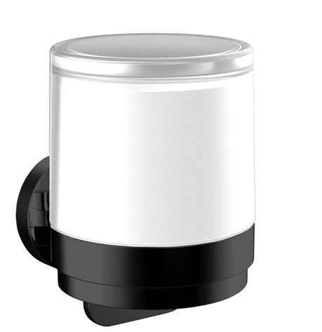 Emco Einhand-Seifenspender Round, Glasteil satiniert, schwarz 432113301