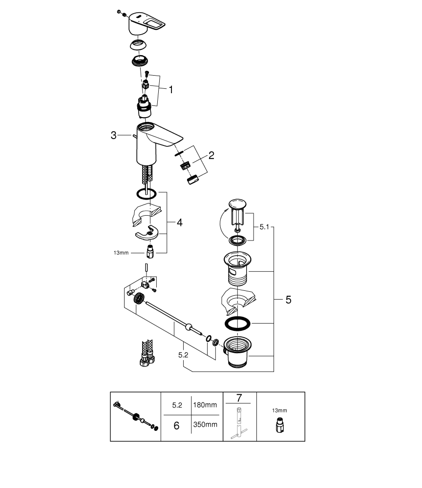 Grohe Einhand-Waschtisch-Batterie BauLoop S-Size chrom Durchfluss 3,5l/min 23877001