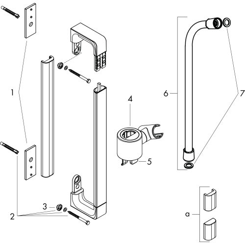 Hansgrohe AXOR Citterio E Brausestange 900mm mit Brauseschlauch 1600mm, Chrom 36736000