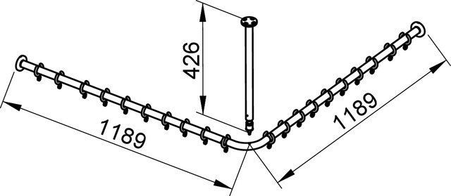 Keuco Brausevorhangstangen Set Plan für Dusche Winkelform, 120x120, silber-eloxiert 14939171200