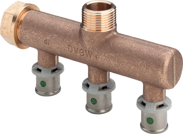 Viega Sanfix P Verteiler mit SC-Contur 2126.07 in 16mm x G3/4 - 3fach 309206