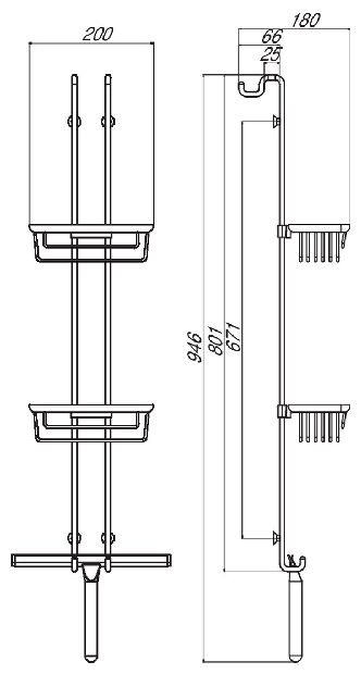 Emco Türetagere System2 2 Körbe und Duschwischer chrom 356600106