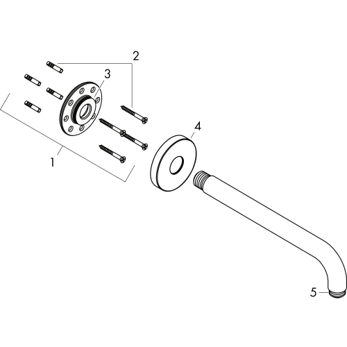 Hansgrohe Brausearm DN15 389mm Ausladung 90 Grad brushed nickel ohne Kugelgelenk 27413820