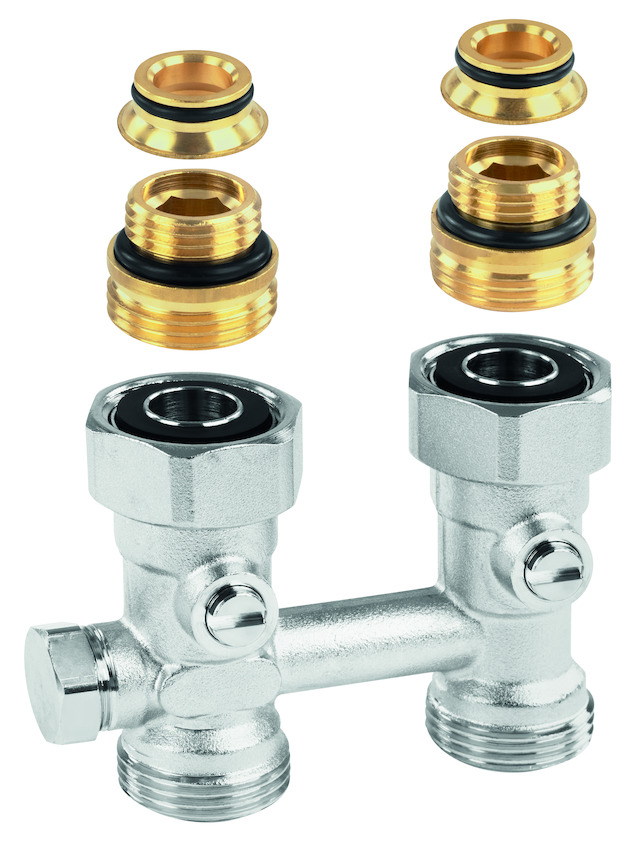 Resideo Einrohr-Anschlussarmatur Verafix-VKE, Durchgang, Innengewinde 3/4", für Ventil-Heizkörper V2461DY15A