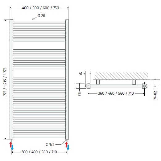 HSK Designheizkörper Line H: 177,5 B: 75cm Sonderlackierung 807178-96