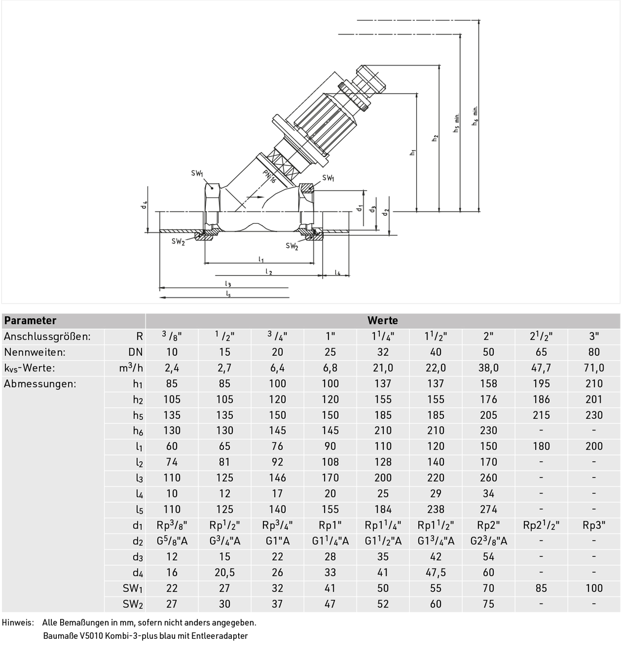 Resideo Strangregulier- und Absperrventil Kombi-3-Plus, blaues Handrad, R 1 1/2, Muffengewinde V5010Y0040