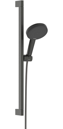 Hansgrohe Brauseset Raindance Alive Select S 125 3jet EcoSmart mit Brausestange Unica E Puro 650mm und Easy Slide Brausehalter, Brushed Black Chrome 24600340