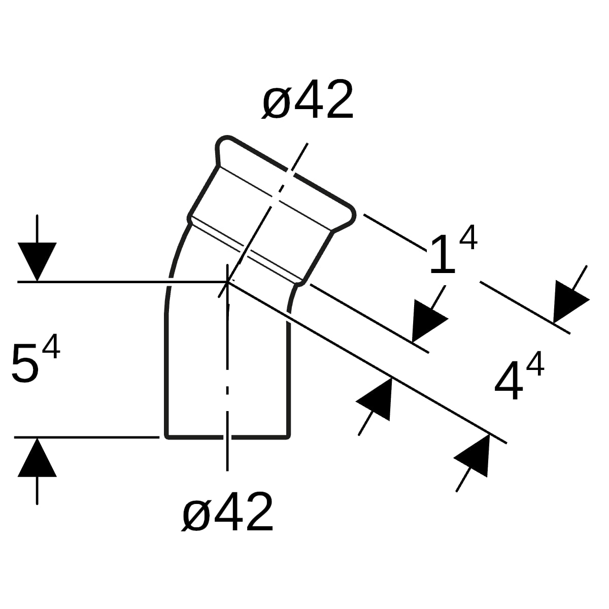 Geberit Mapress Edelstahl Bogen 30 Grad d42 mit Einschubende 36136