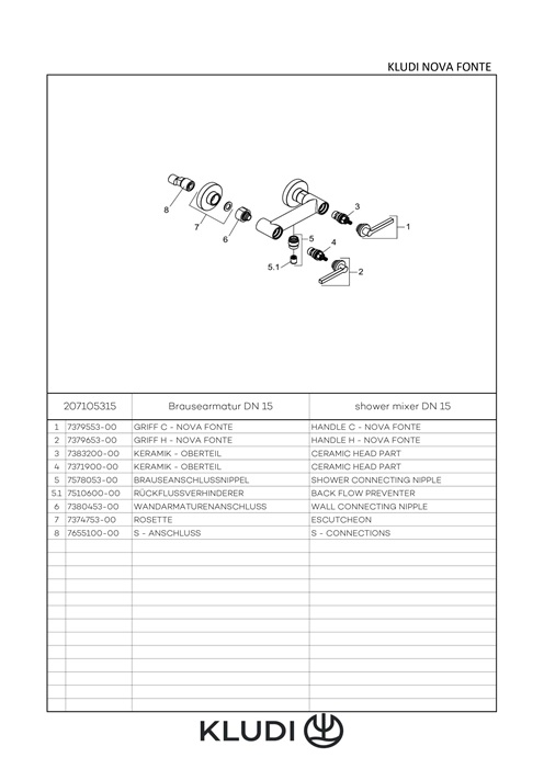 Kludi NOVA FONTE Brausearmatur PURISTIC mattweiß 207105315