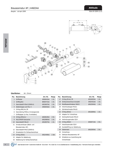 Ideal Standard Anschlußnippel Attitude, Bade-/Brausearmatur AP, chrom A962452AA