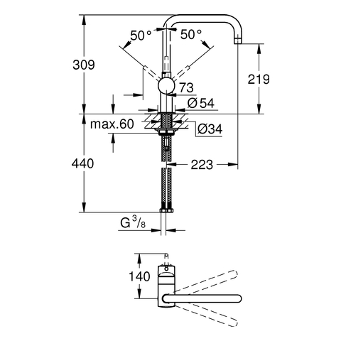Grohe Minta Einhand-Spültischbatterie supersteel DN15 U-Auslauf 32488DC0