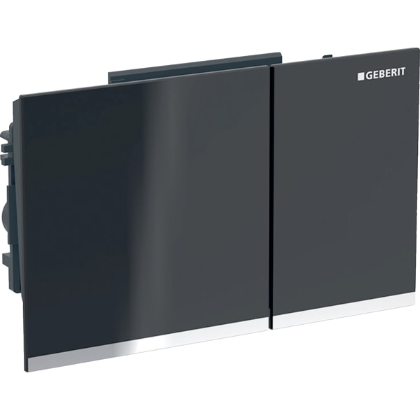 Geberit Omega60 Betätigungsplatte, für 2-Mengen-Spülauslösung Glas schwarz / hochglanz-verchromt 243.118.SJ.1