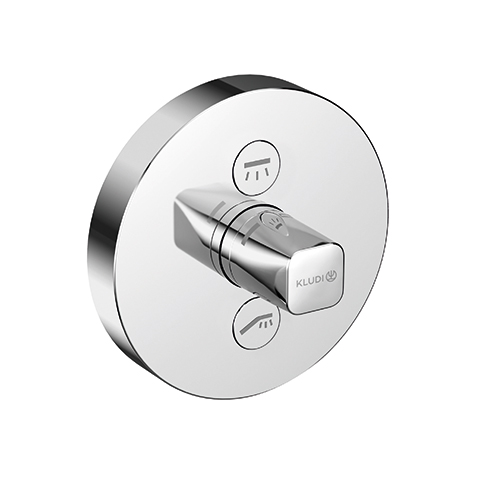 Kludi PUSH UP-Armatur mit Rotationskartusch mit Drucktaste für 2 Verbraucher, rund chrom 387120538