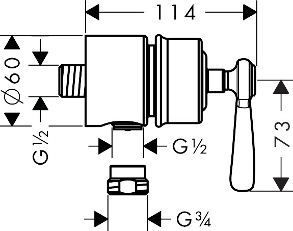 Hansgrohe Wandanschluss Stop AXOR Montreux mit Rückflussverhinderer, Absperrventil und Hebelgriff, Brushed Nickel 16883820
