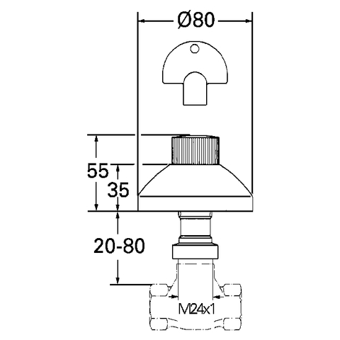 Grohe UP-Ventil-Oberbau 20-80mm Steckschlüssel chrom 19840000