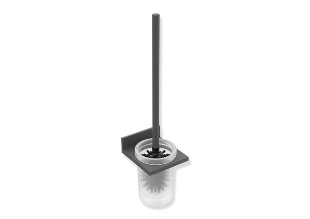 HEWI WC-Bürstengarnitur, Metall, Einsatz Glas, satiniert, dunkelgrau perlglimmer tiefmatt 900Q20.00060 SC