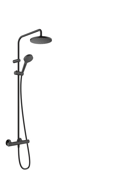 Hansgrohe Showerpipe 200 1 jet Vernis Blend EcoSmart mattschwarz mit Brausethermostat 26089670