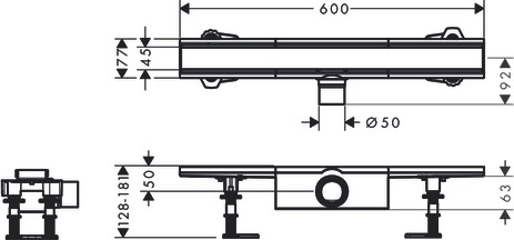 Hansgrohe Komplettset RainDrain Compact 600mm für Standardinstallation gebürstet edelstahl 56174800