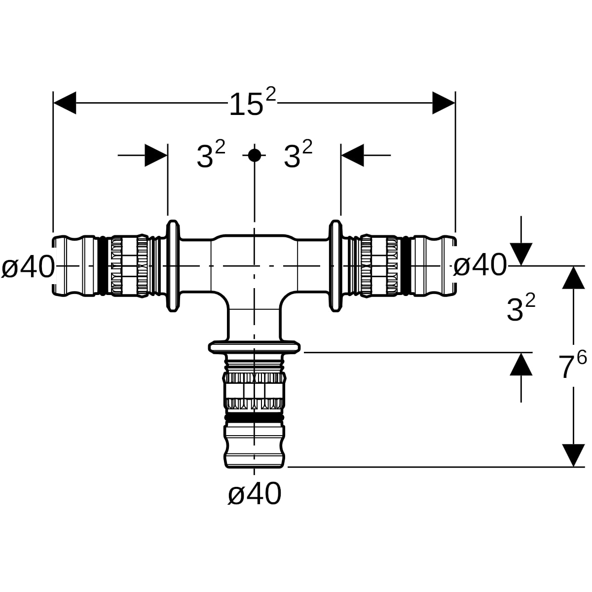 Geberit Mepla T-Stück egal PVDF d40-40-40 625.310.00.5