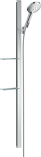 Hansgrohe Raindance Select S Brauseset 120 3jet mit Brausestange 1500mm und Ablagen, Chrom 27646000
