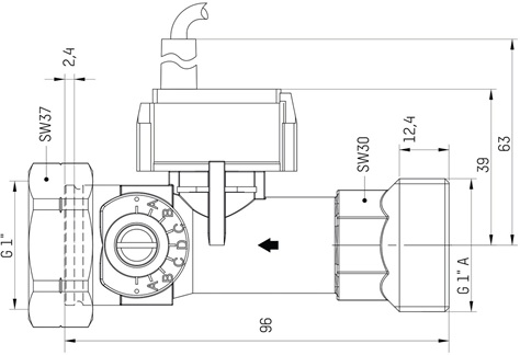 Taconova Abgleichventil TacoSetter Tronic DN20, 1" x 1" 2-40 l/min digitale Volumenstromanzeige 223.7704.000