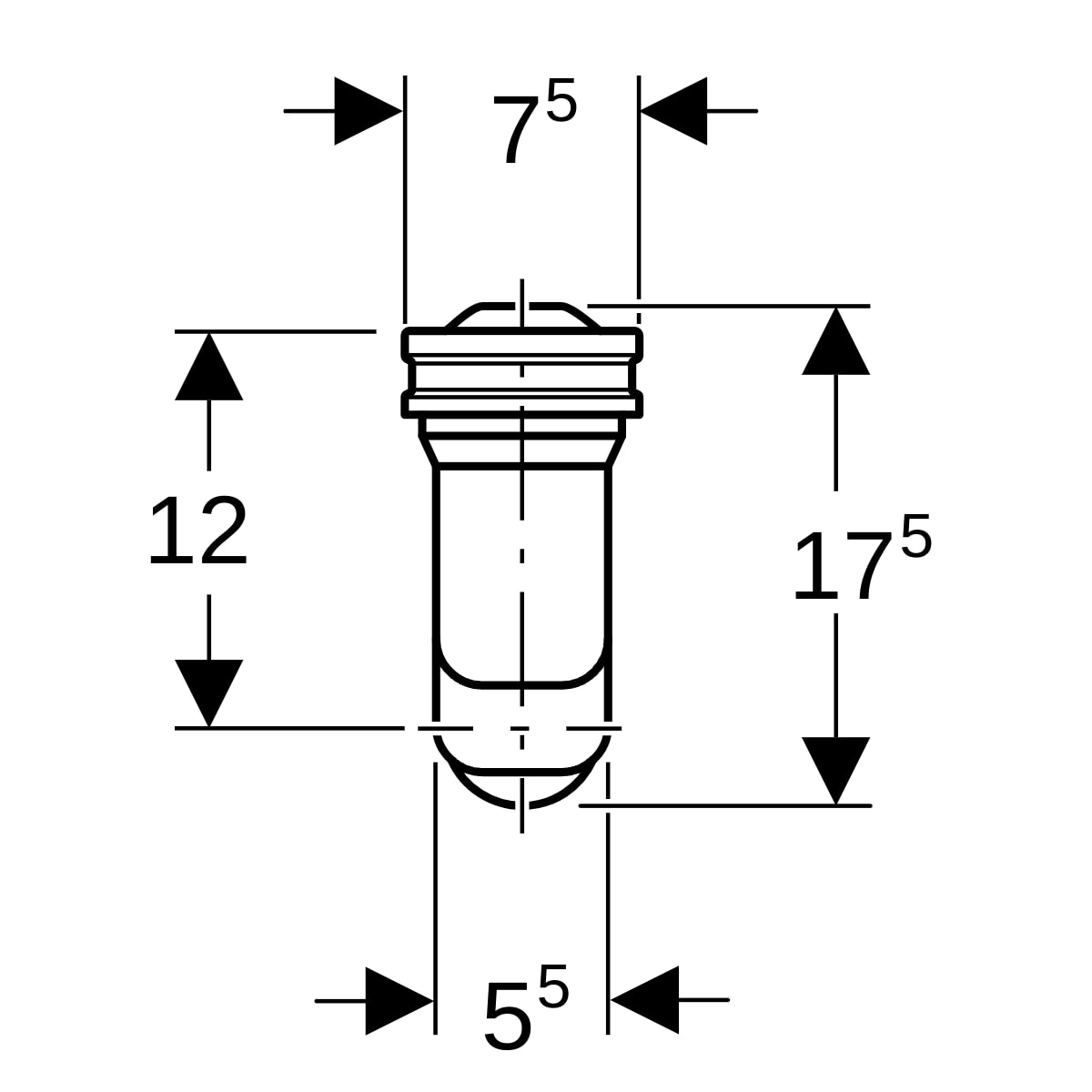 Geberit Schneckengeruchsverschluss für Urinal mit Montagezubehör d50 Abgang horizontal 152.942.11.1